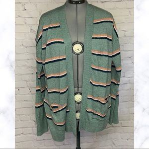Green Striped Cardigan